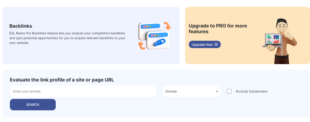 esl ranks pro evaluate the quality of the backlink