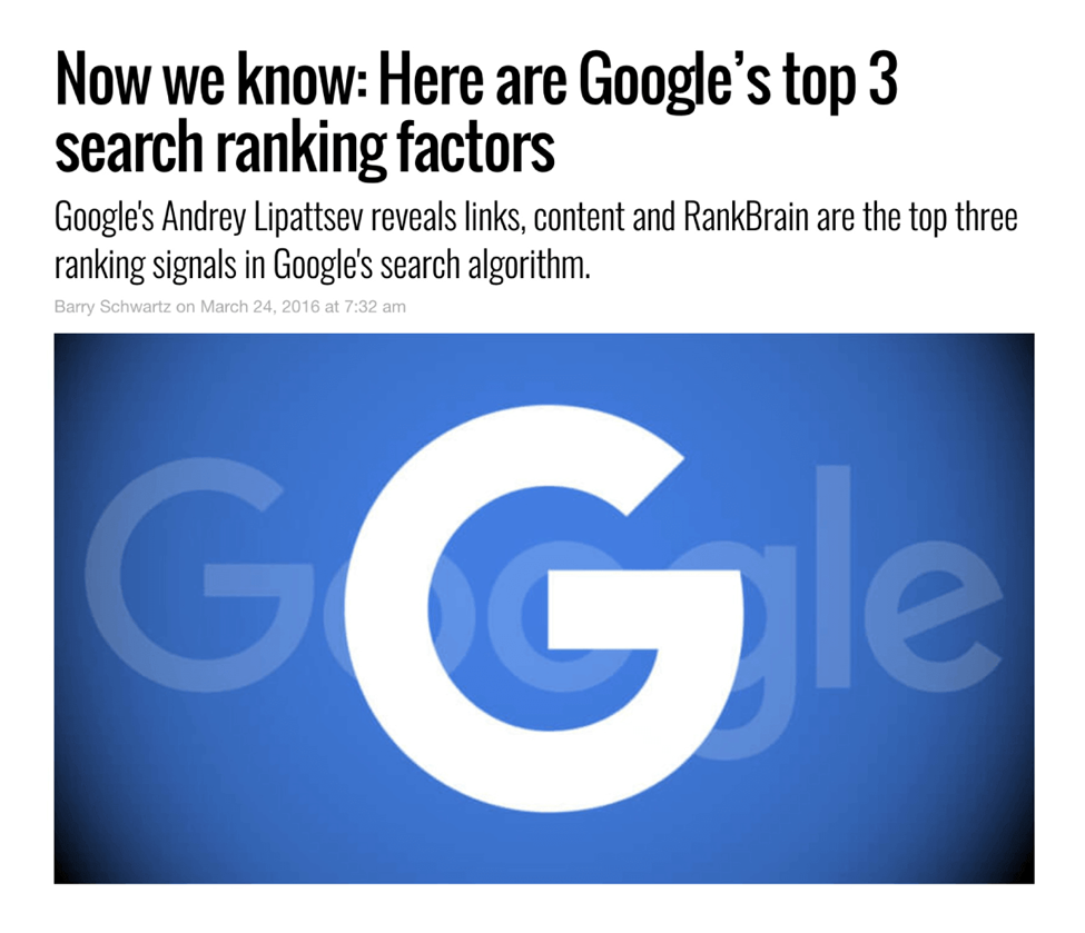 google top 3 search ranking factors page screenshot