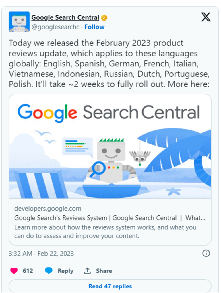 Google search central page screenshot